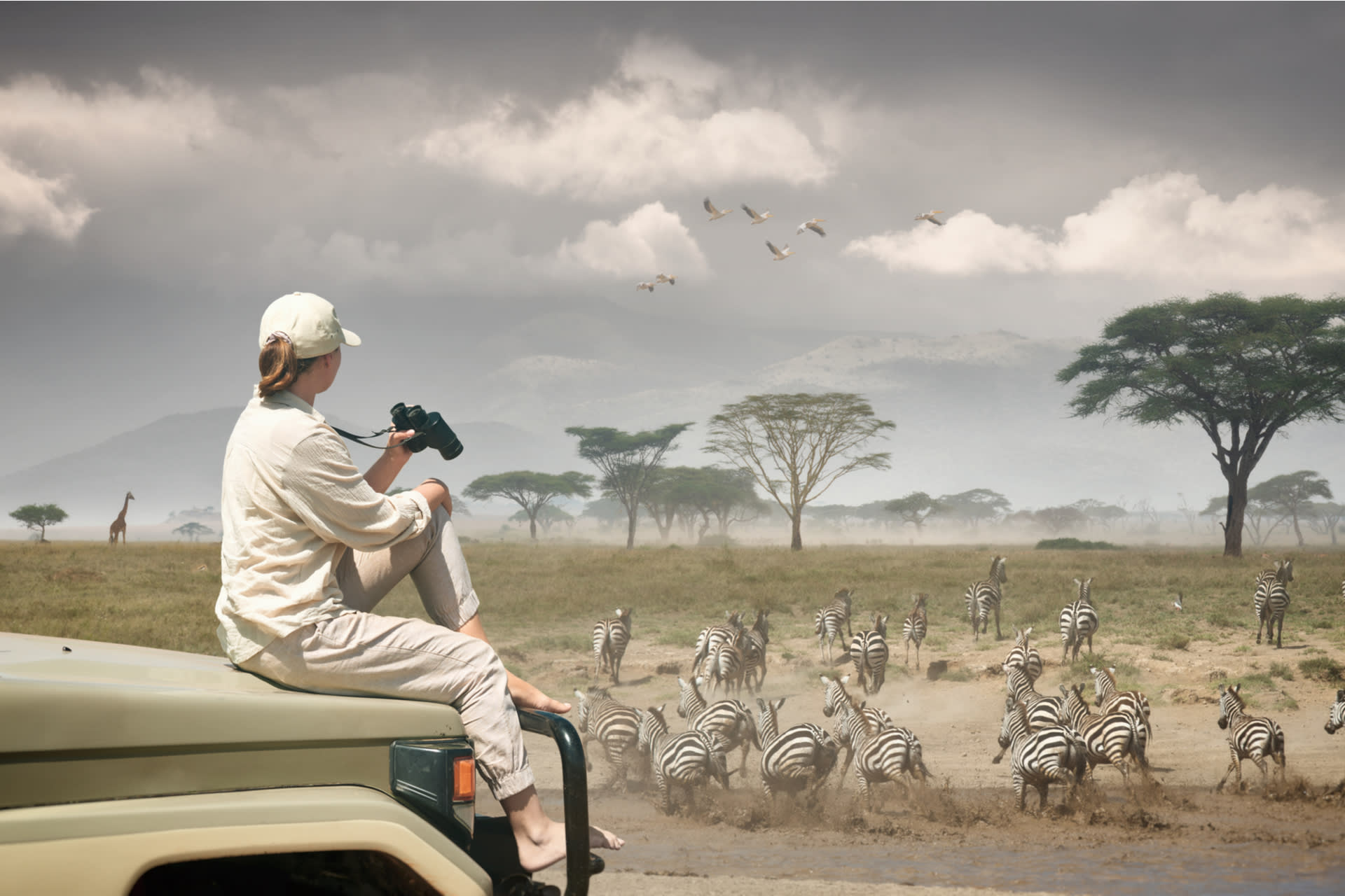 woman on safari adventure